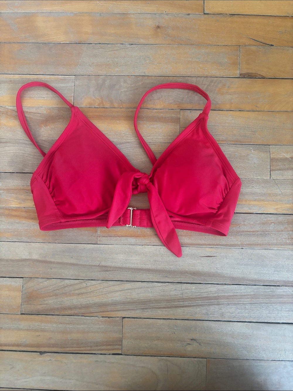Kona Sol Bright Red Tie-Front Bralette Swim Top
